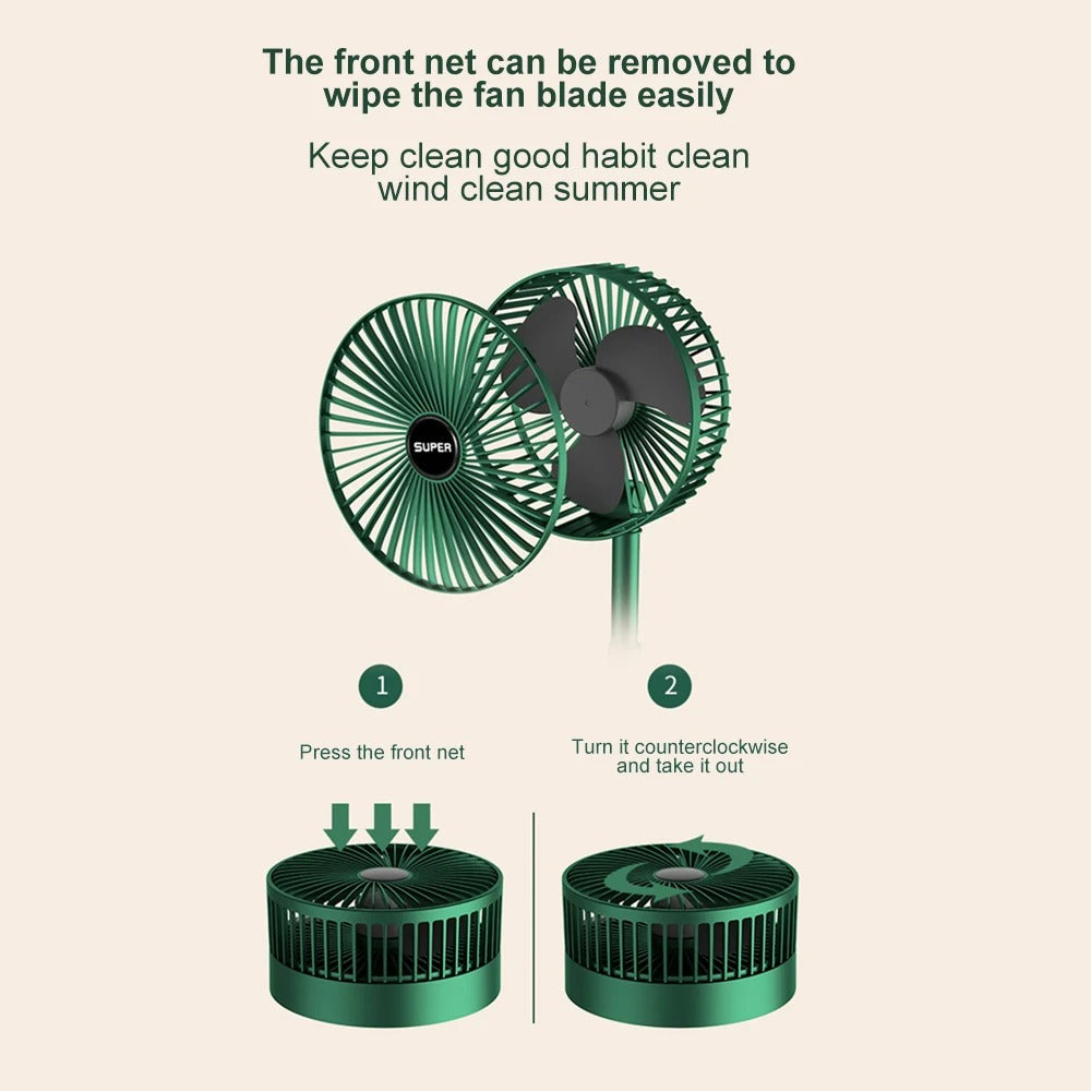 Foldable Rechargeable Cooling Fan – Long Battery Backup